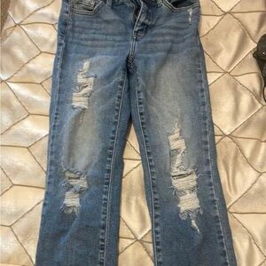 eunina Distressed Straight-Leg Blue Jeans